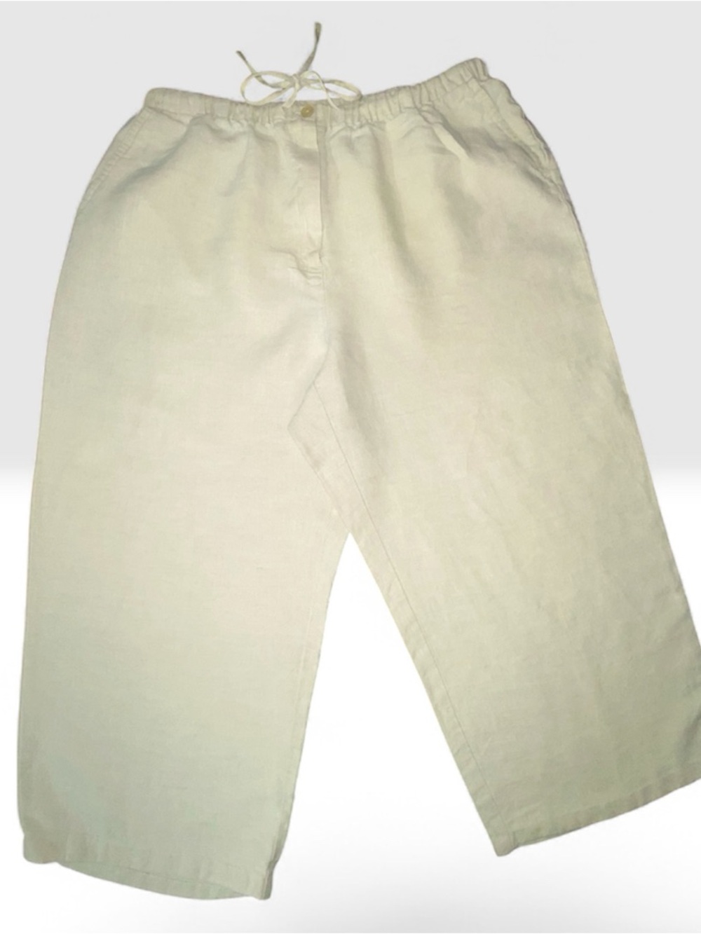 * Jennifer Moore 100% linen size 16 Cream Elastic Waist Capris